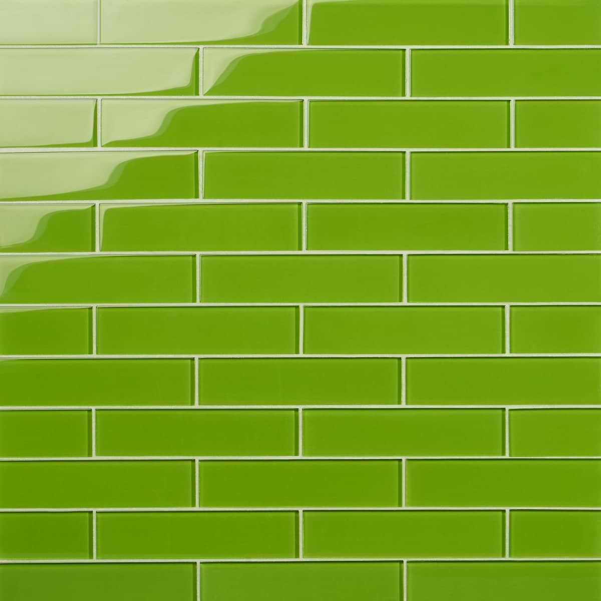 Loft Electric Lime 2x8 Polished Glass Subway Wall Tile