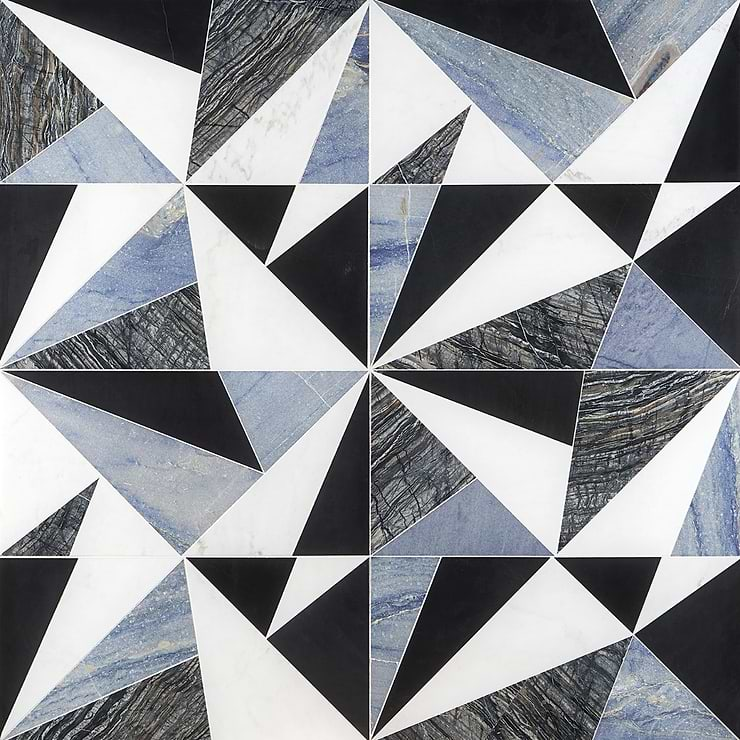 Jagger Black Nero and Blue 12x24 Polished Marble Tile