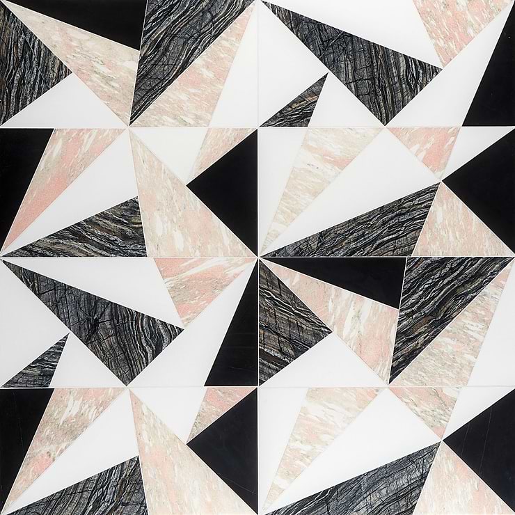 Jagger Rose 12x24 Polished Marble Tile- Pink and Black and White