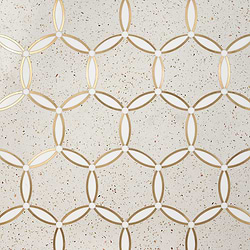 37 Sheet Scrap Lot: Celine White Gold Terrazzo Look Polished Marble and Brass Mosaic Tile