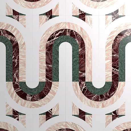 Arc Passion Multicolor 12X12 Polished Marble Mosaic By Elizabeth Sutton: Pattern 9