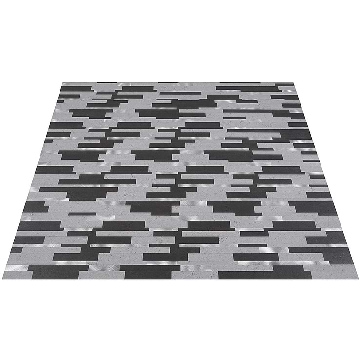 Metalway LPS Mixed Gray Solid Core Peel & Stick Self Adhesive Metallic Look Matte Mosaic Tile