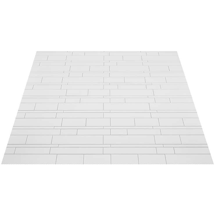 Pure White LPS Railroad Solid Core Peel & Stick Self Adhesive Polished Mosaic Tile