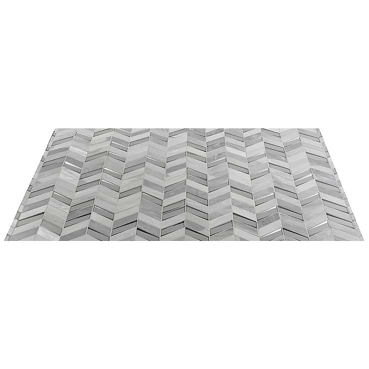 Kasol Dove Gray 2x4 Marble and Mirrored Glass Polished Mosaic Tile