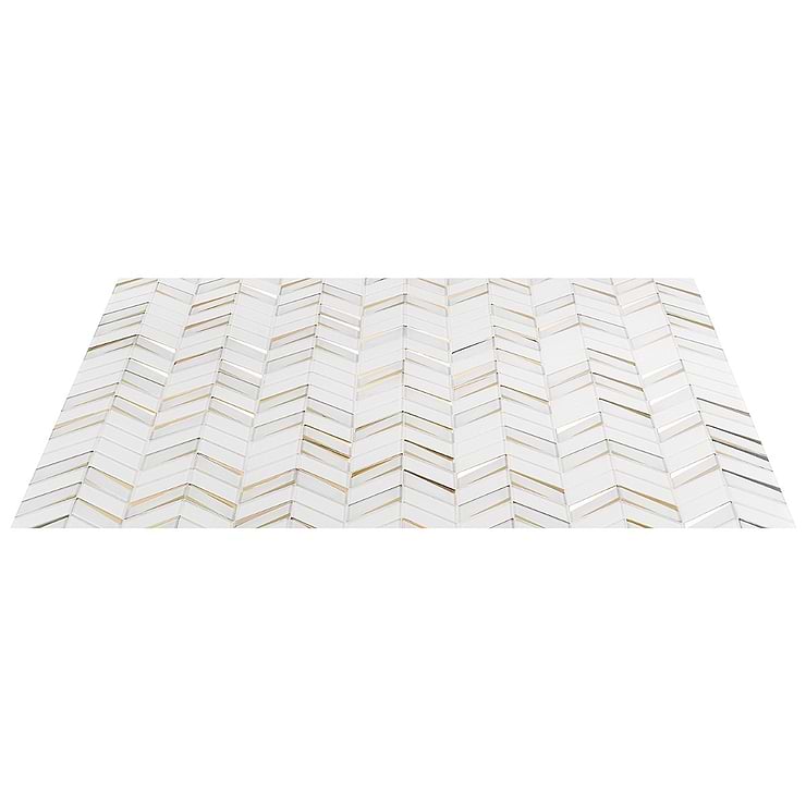 Kasol Roma White and Gold 2x4 Mirrored Glass Polished Mosaic Tile