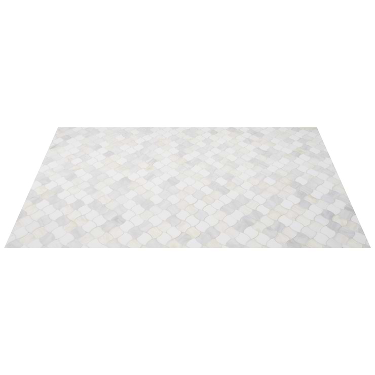 Bespoke Flame Pearl White Polished Glass Mosaic Tile