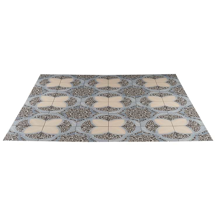 Chips Fleur De Lis Nero Multicolor 8x8 Terrazzo Look Matte Porcelain Tile