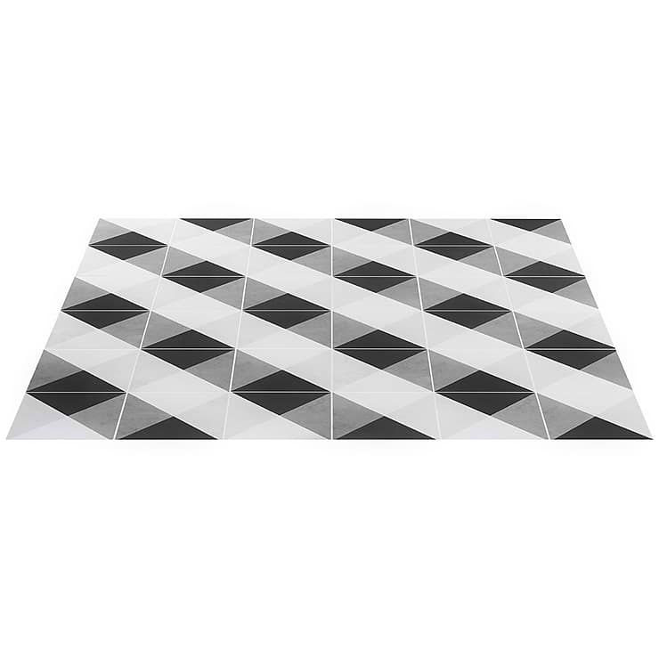 Art Geo by Elizabeth Sutton Cement Deco Charcoal Gray 8x8 Matte Porcelain Tile: Pattern 2