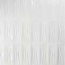 Nabi Harlequin Glacier White 2x8 Glossy Crackled Glass Mosaic Tile