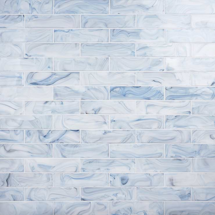 Alisa Day Blue 3x12 Polished Subway Glass Tile