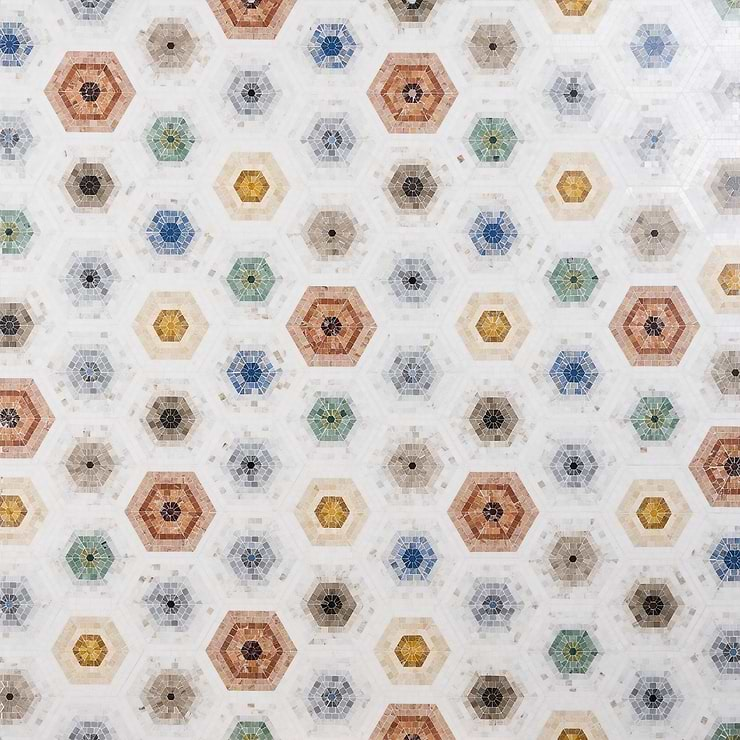 Ako Multicolor Mix 6" Hexagon Micro Mosaic Tile