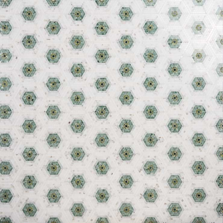 Ako Verde Green 6" Hexagon Marble Micro Mosaic Tile