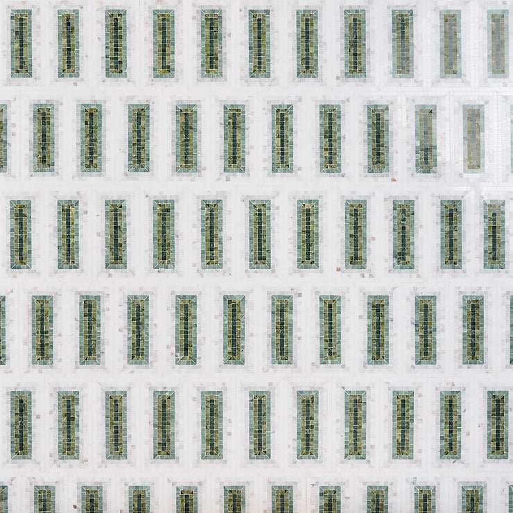 Ako Verde Green 4x9 Rectangle Marble Micro Mosaic Tile