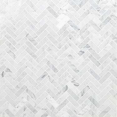 White Carrara 1x3 Herringbone Polished Mosaic Tile