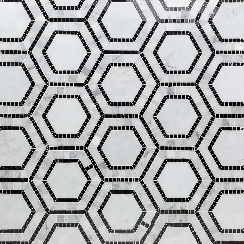 Nova Pavo 6" Hexagon Marble Polished Mosaic Tile