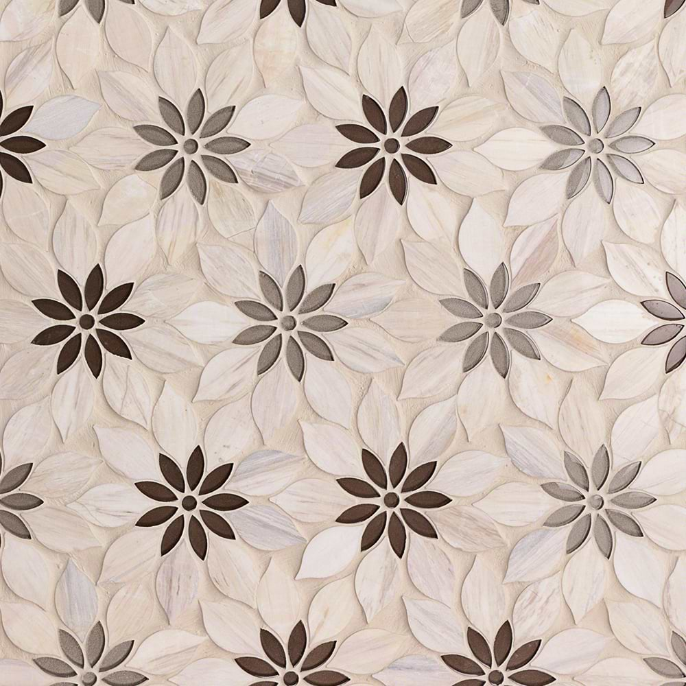 Wildflower Pale Oak Wooden Beige and Glass Marble Polished Tile