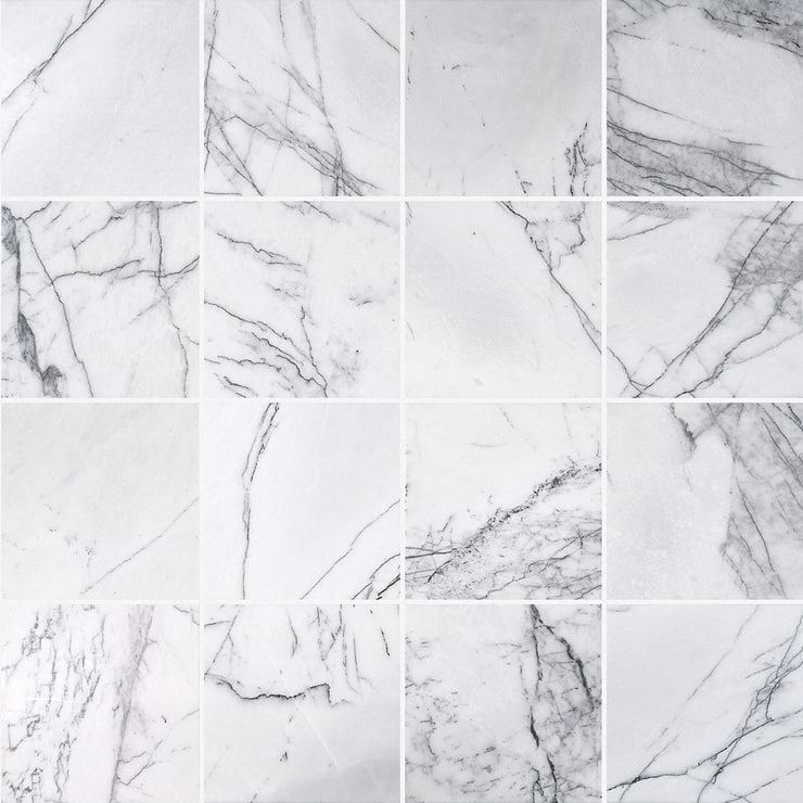 Lilac White 12x12 Honed Marble Tile