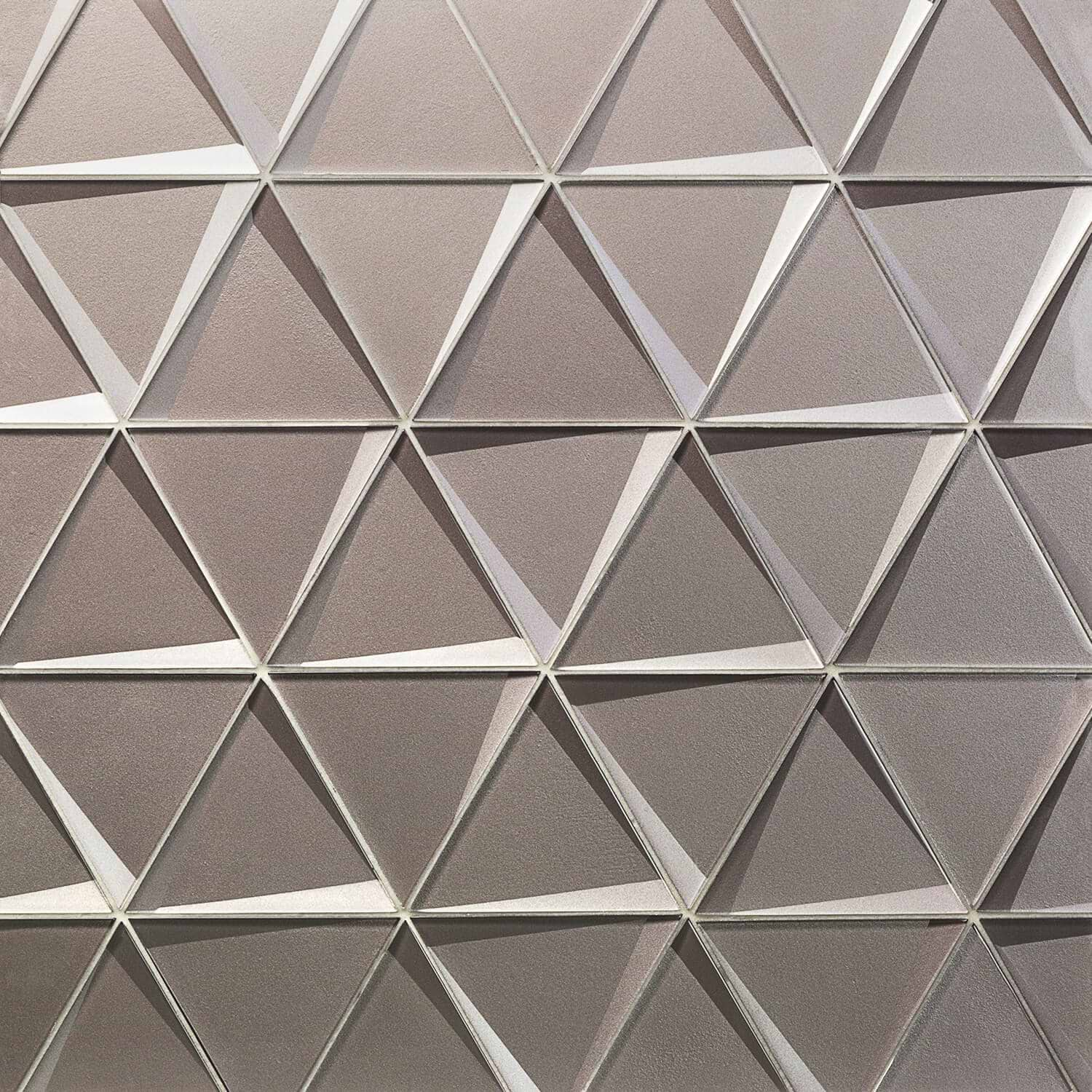 Remington Triangles Sepia Gray 6” 3D Glass Tile