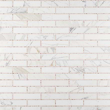 New Palm Beach by Krista Watterworth Brick White Rose 3x12" Polished Marble Mosaic