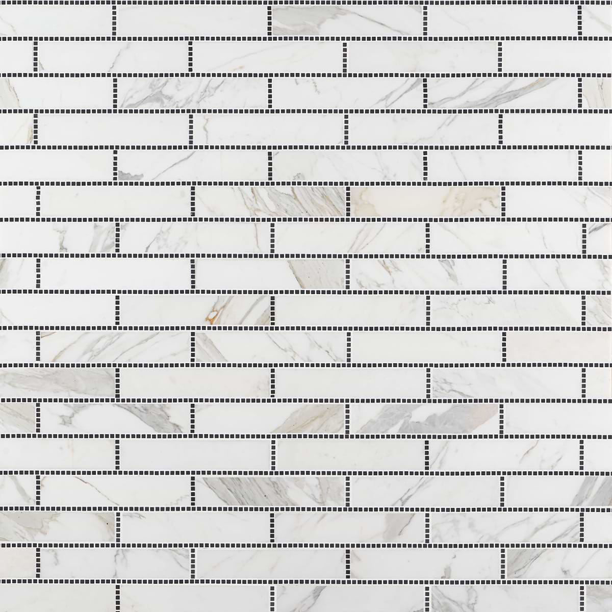 New Palm Beach by Krista Watterworth Brick White 3x12" Polished Marble Mosaic