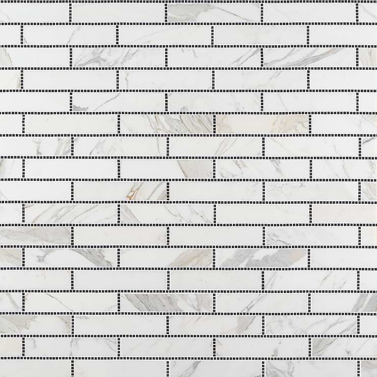 New Palm Beach by Krista Watterworth Brick White 3x12" Polished Marble Mosaic