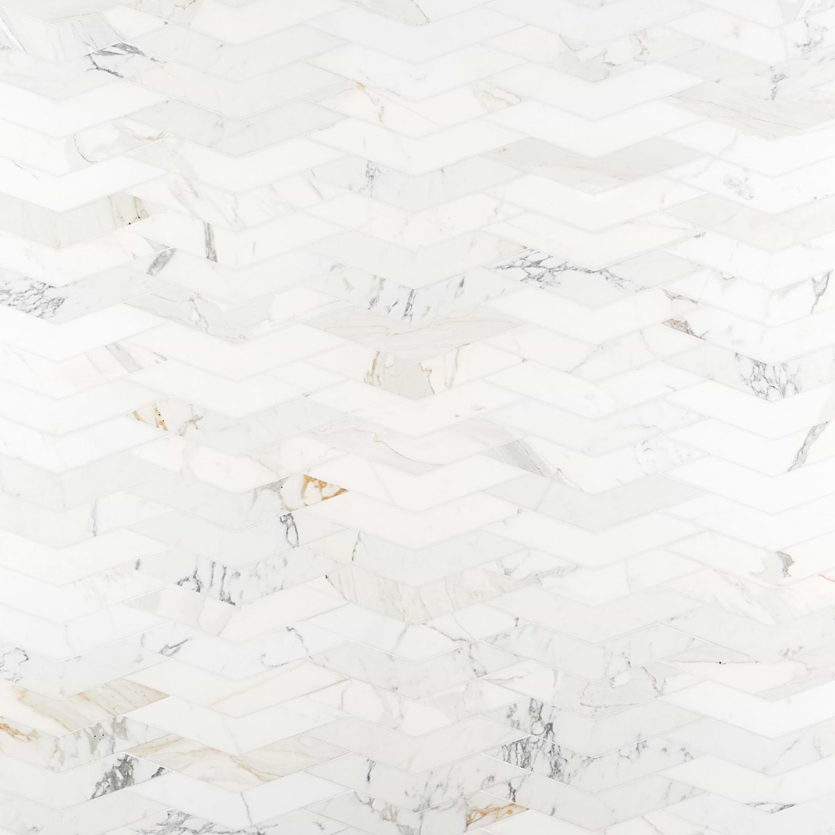 New Palm Beach by Krista Watterworth Floral White Chevron Polished Marble Mosaic