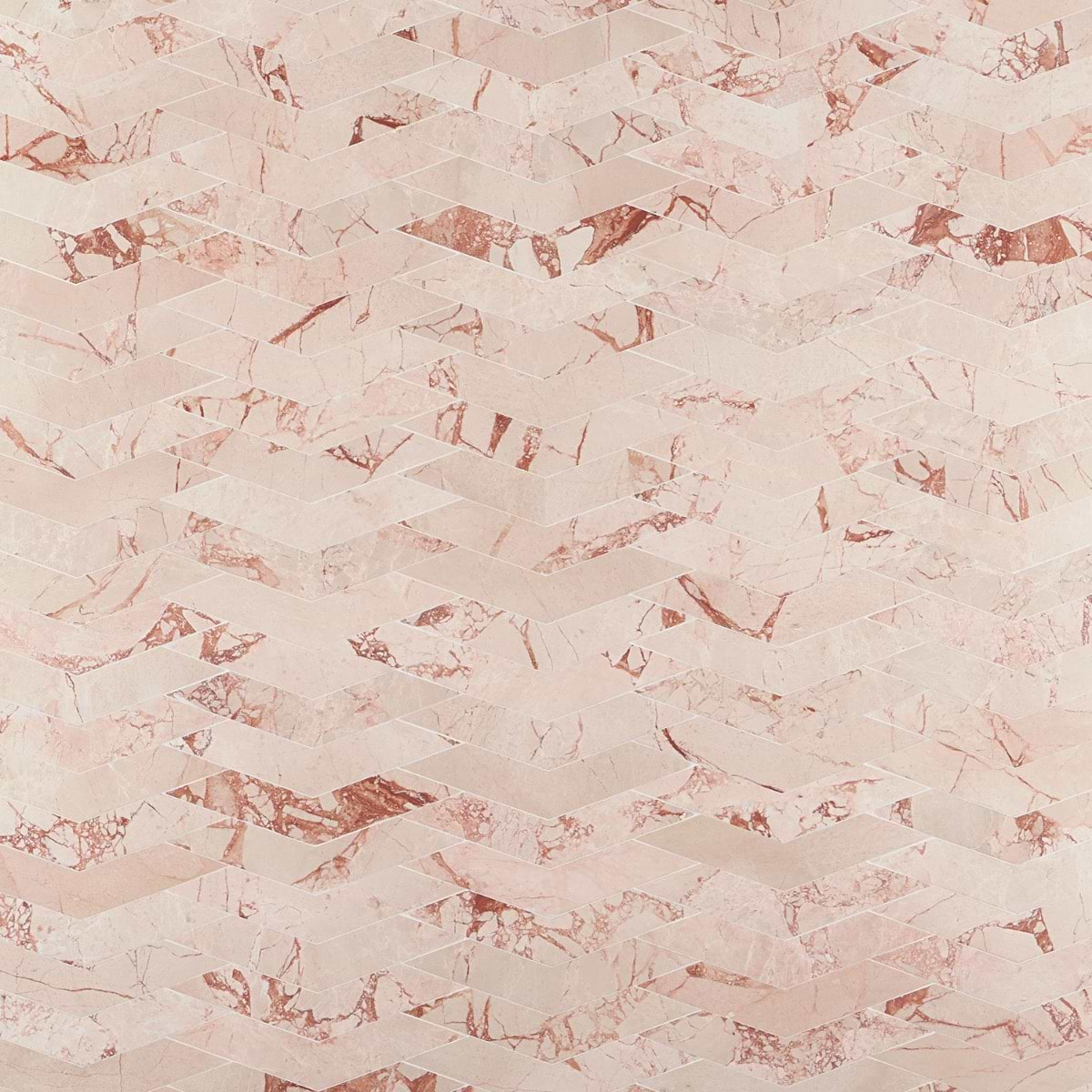 New Palm Beach by Krista Watterworth Floral Pink Chevron Polished Marble Mosaic