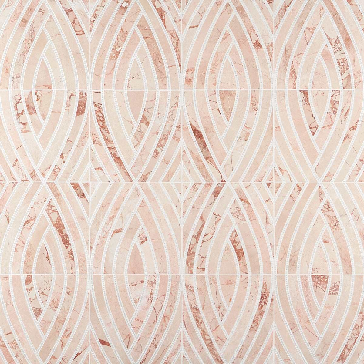 New Palm Beach by Krista Watterworth Leaf Pink Polished Marble Mosaic