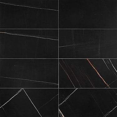 Nero Dorato Black & Gold 12x24 Honed Marble Tile - Sample