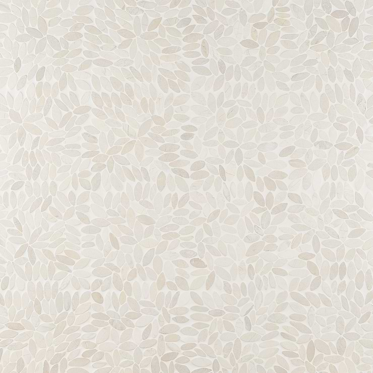 Nature Flower Lovina White Pebble Honed Mosaic Tile