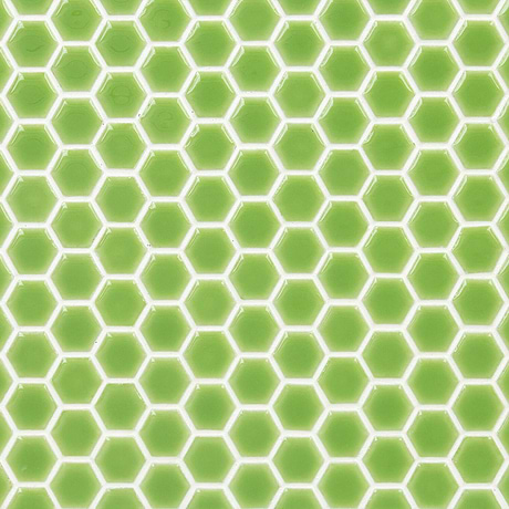 Eden Electric Lime Green 1" Rimmed Hexagon Polished Porcelain Mosaic