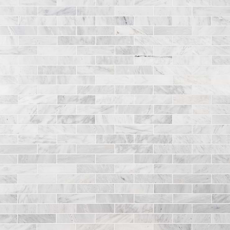 Brushed Stone Asian Statuary White 2x8 Brushed Marble Subway Tile