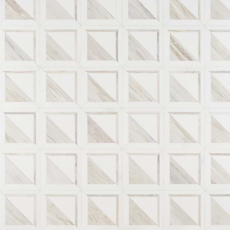GeoMarble Lados Thassos Sabbia Polished Marble Mosaic Tile