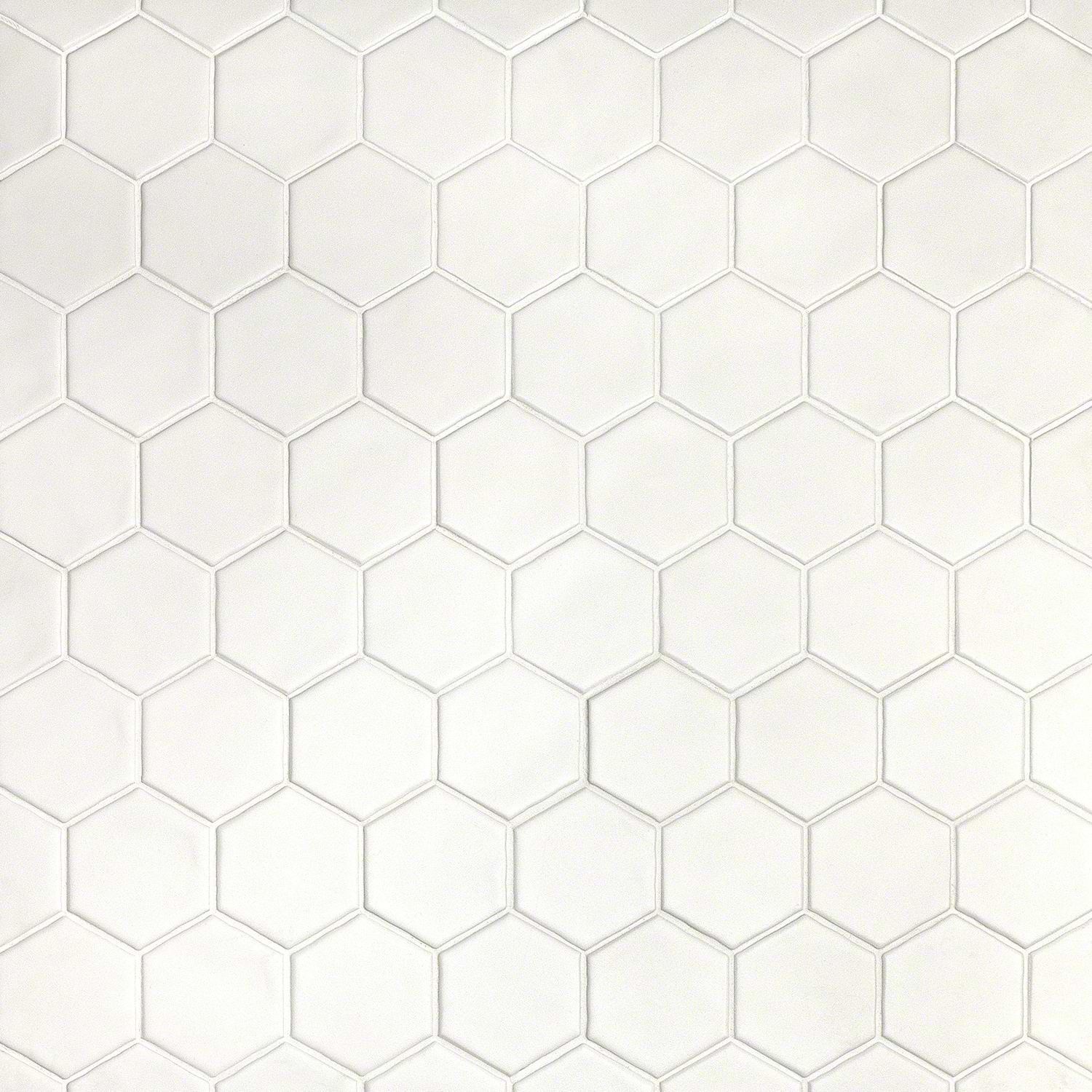 Meadowmere Cement White 3" Hexagon Matte Ceramic Tile