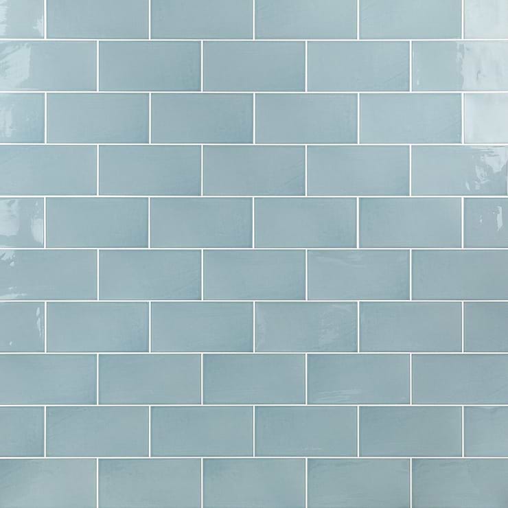 Aruba Blue 5x10 Polished Ceramic Subway Tile; in Blue Ceramic; for Backsplash, Bathroom Wall, Kitchen Wall, Wall Tile; in Style Ideas Beach, Classic, Contemporary, Cottage, Craftsman, Farmhouse, Industrial, Mid Century, Modern, Traditional