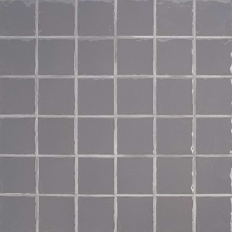 StratoSquare Dark Gray 4x4 Polished Ceramic Mosaic 
