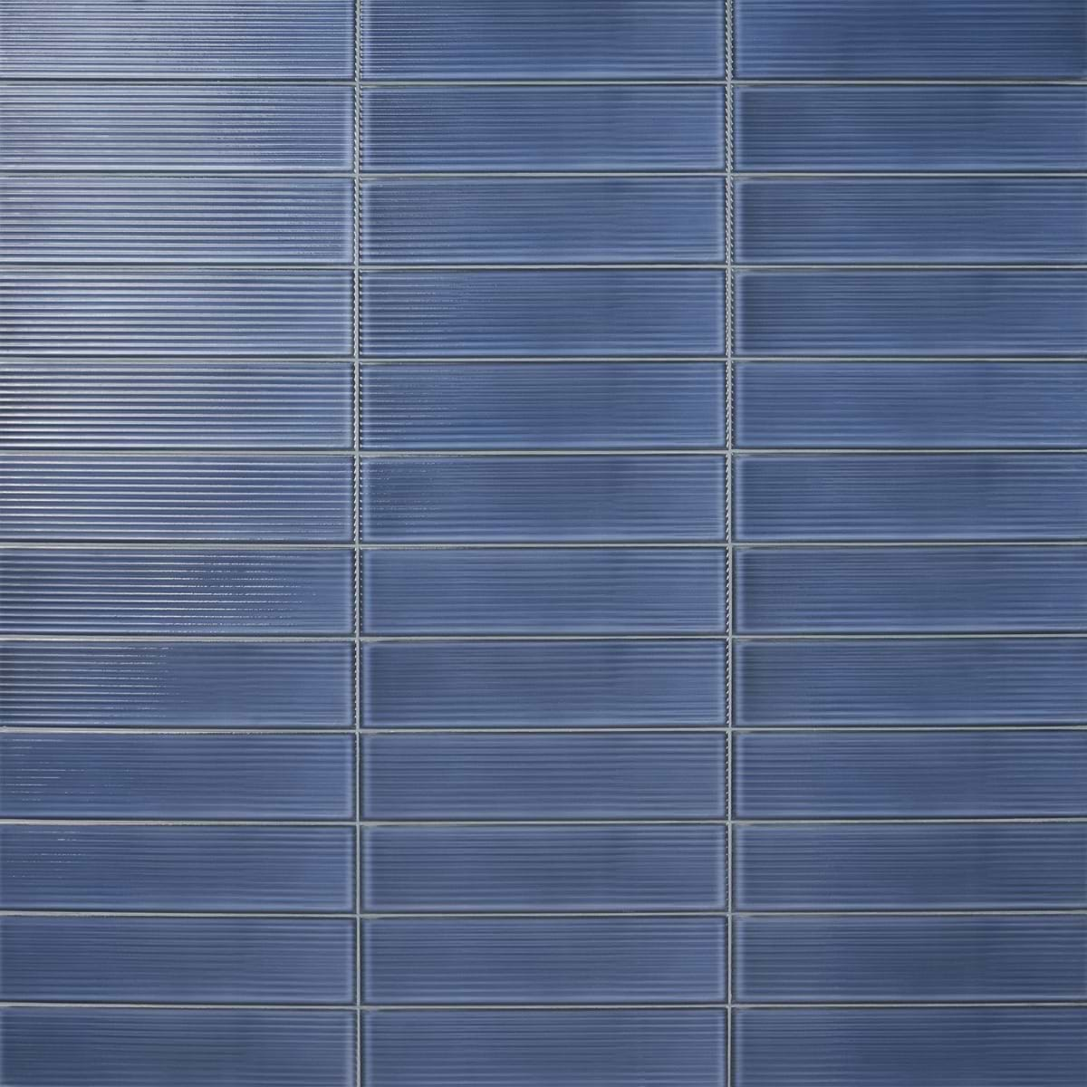 Stacy Garcia ArtBlock Denim Blue 4x16 Fluted Glossy Porcelain Tile