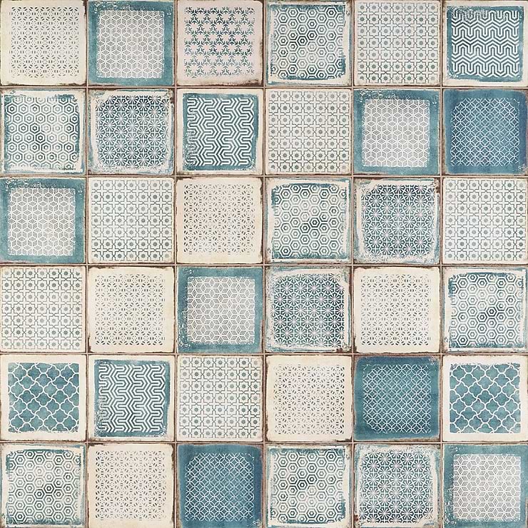 Los Lunas Deco Blue 8x8 Matte Porcelain Tile