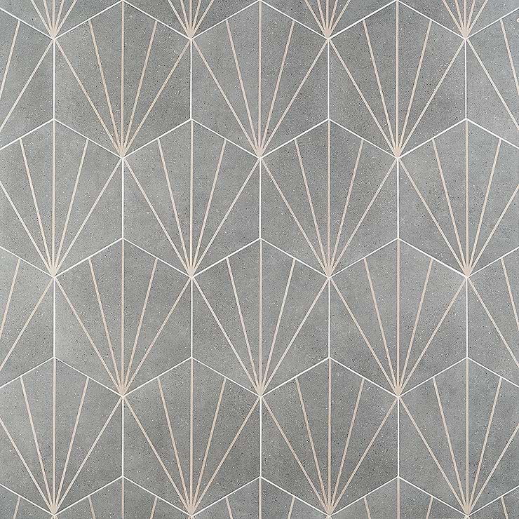 Pergola Beams Graphite 12.5" Hexagon Gray Matte Porcelain Tile