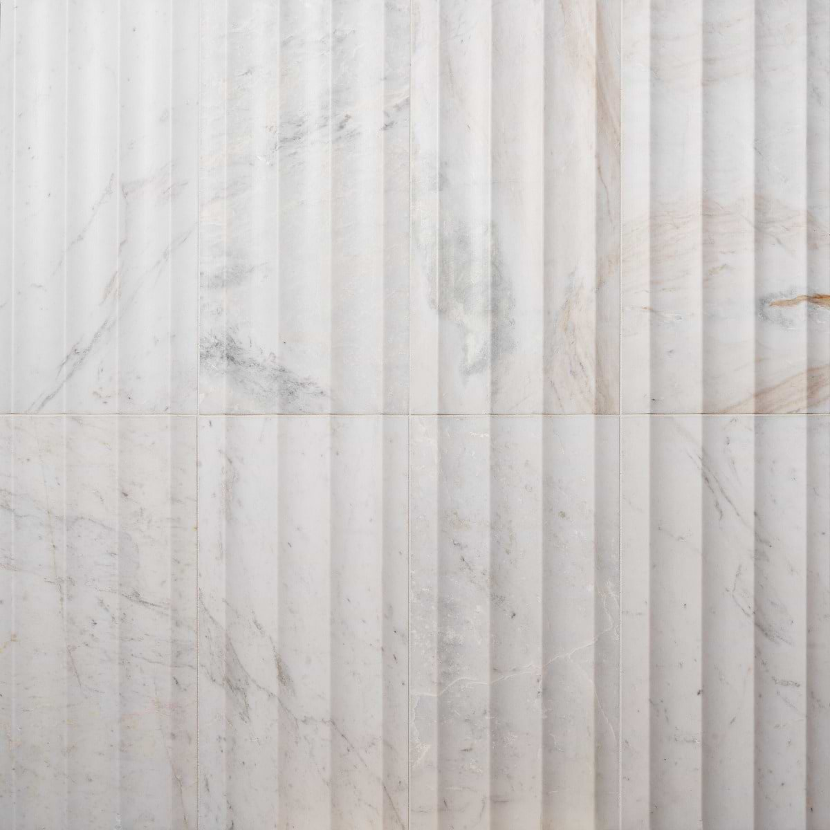 Shop Stonework Fluted Alaska White 12x24 3D Honed Marble Tile | TileBar.com