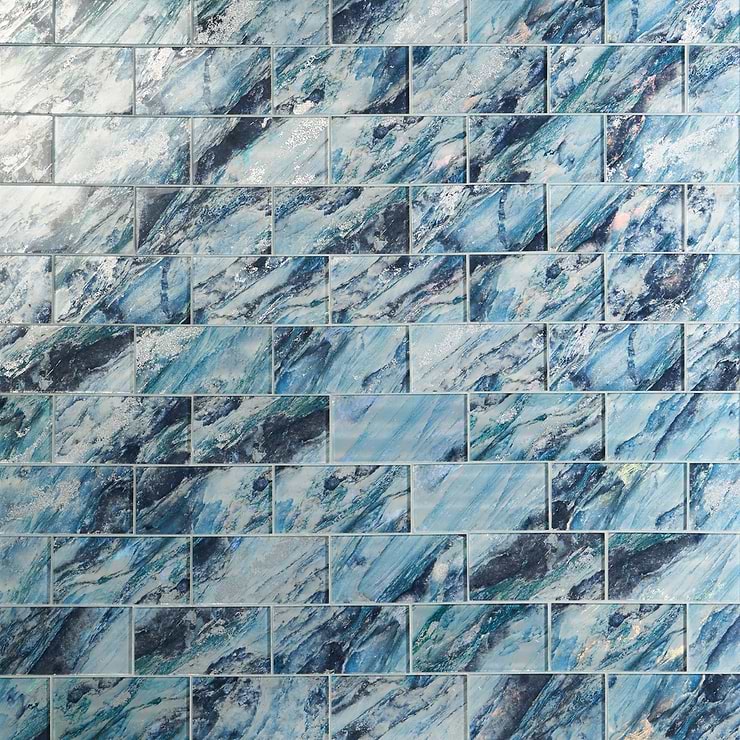 Gem Sapphire Blue 4x9 Polished Glass Tile