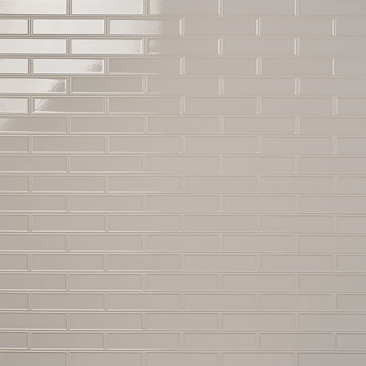 Eastside Framed Ecru Beige 2x9 Glossy Ceramic Tile