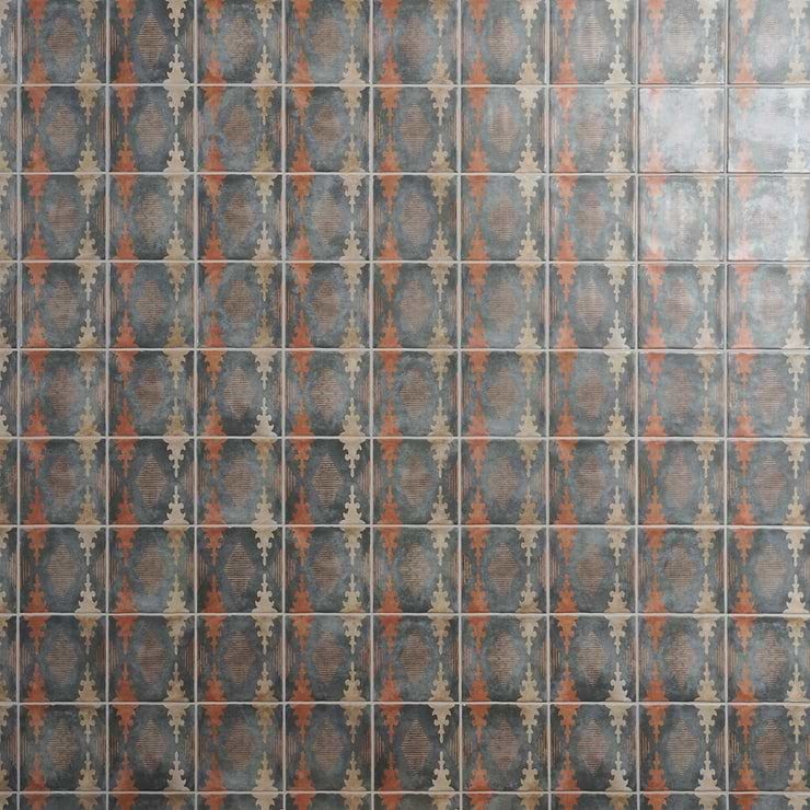 Paula Purroy Talia Aztec Blue Terracota 5x5 Matte Ceramic Tile