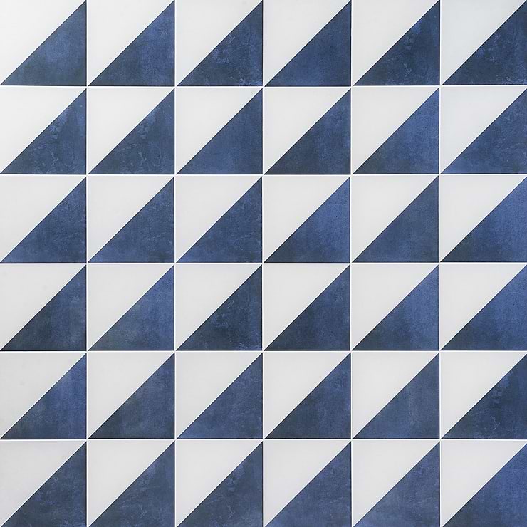 Art Geo Cement Dos Blue by Elizabeth Sutton 8x8 Matte Porcelain Tile
