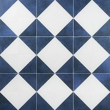 Art Geo Dos Navy Blue 8x8 Cement Look Matte Porcelain Tile by Elizabeth Sutton