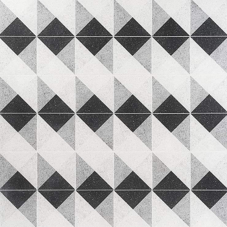 Art Geo by Elizabeth Sutton Terrazzo Deco Charcoal Gray 8x8 Matte Porcelain Tile: Pattern 3