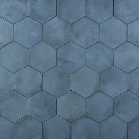 Sample-Ava Blue Ocean 8" Hexagon Matte Porcelain Tile