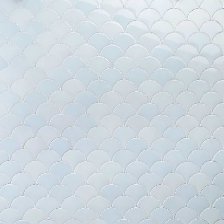 Highwater Maya Blue 2x5 Fishscale Polished Ceramic Wall Tile