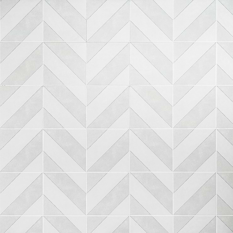 Auteur Diagonals Chevron-Offset Ash Gray 9x9  Matte Porcelain Tile