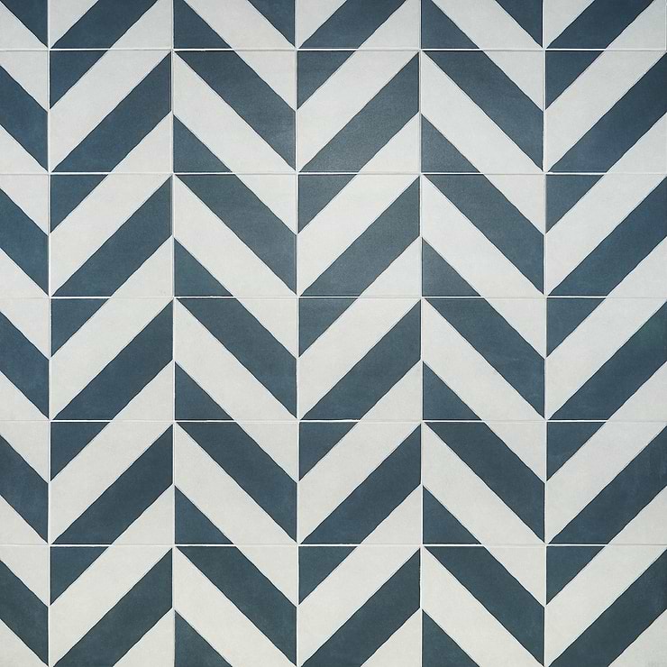 Auteur Diagonals Chevron-Offset Navy Blue 9x9 Matte Porcelain Tile